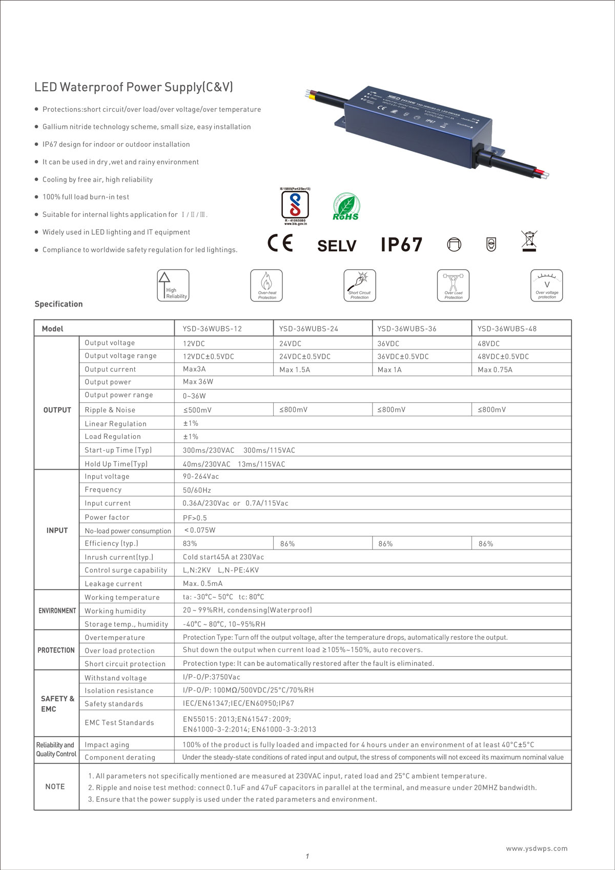 60W IP67 Waterproof LED Driver Manufacturer China